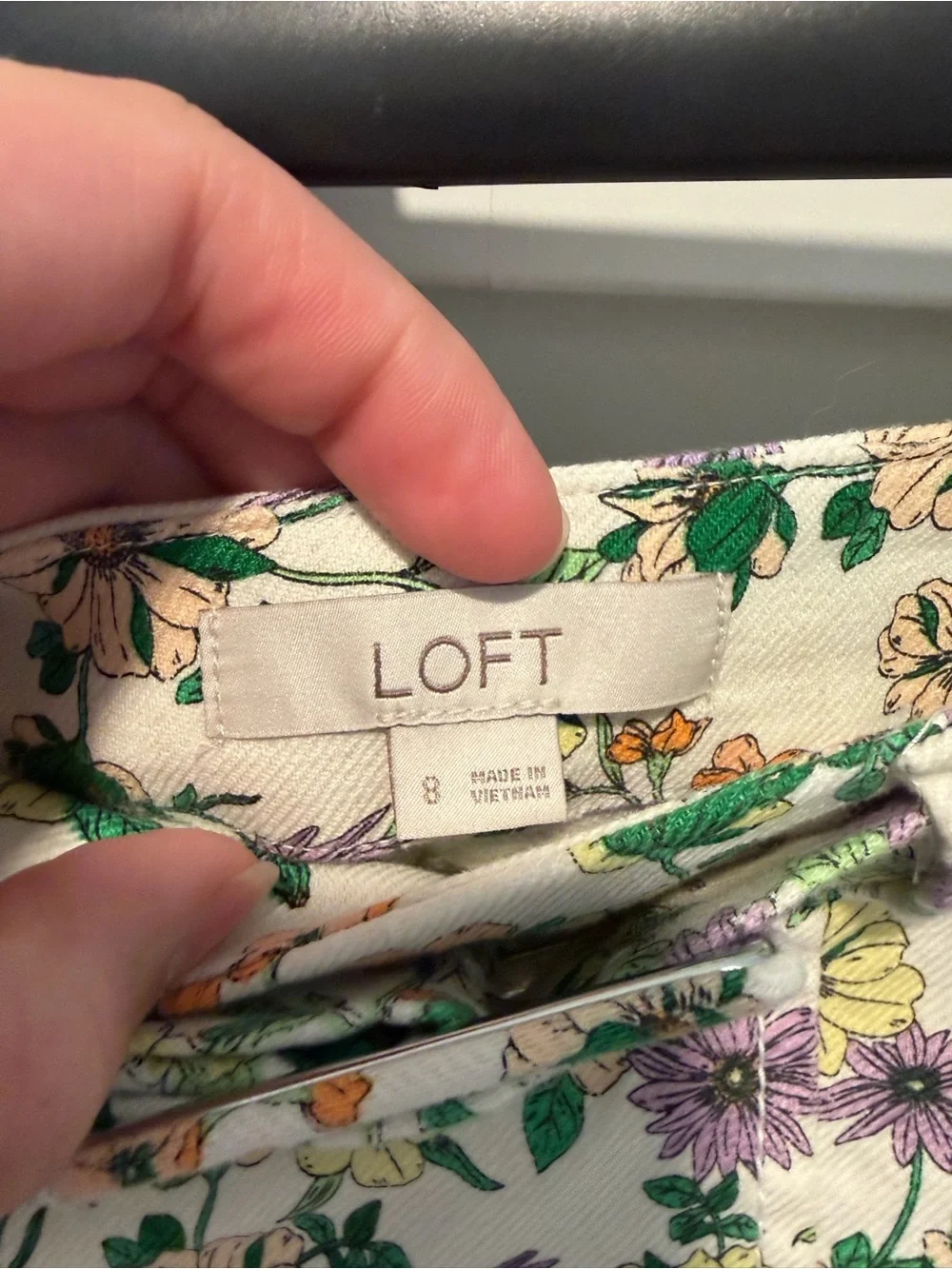 LOFT Floral Mini Skirt - White with Purple & Green & Yellow